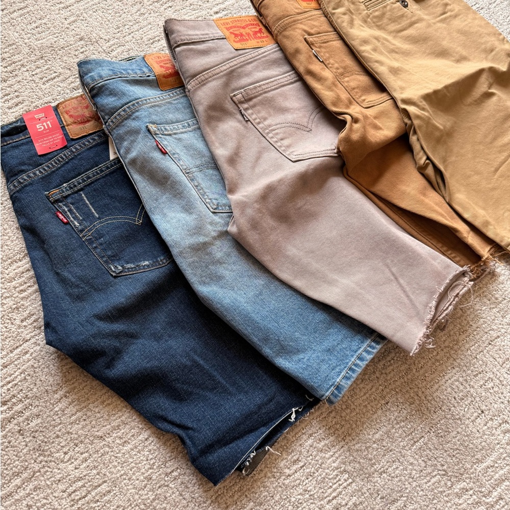 4 Men’s Levi Jean Shorts+ 1 Chino Short Bundle